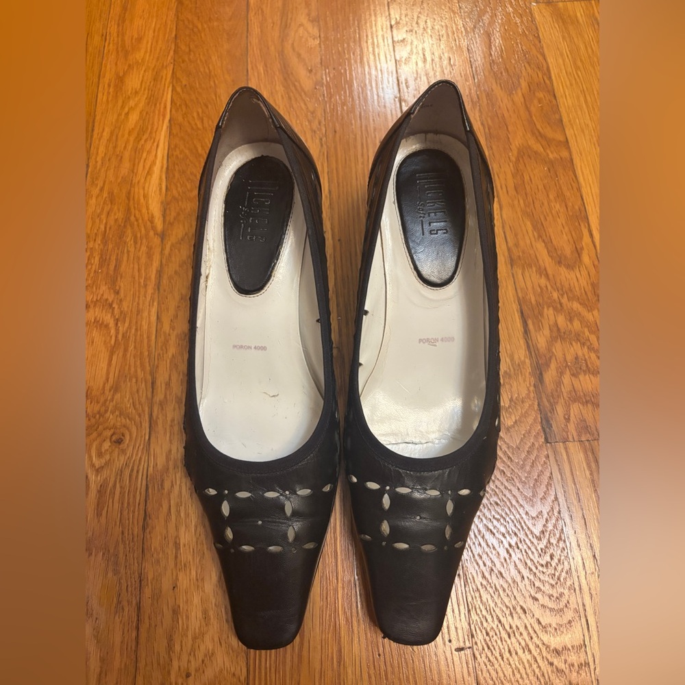 Black leather heels